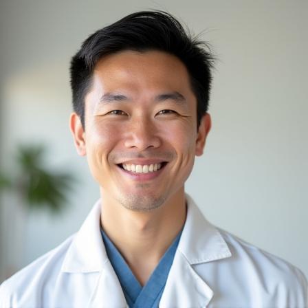 Portrait of David Chen, Registered Dietitian, a friendly man in his early 40s